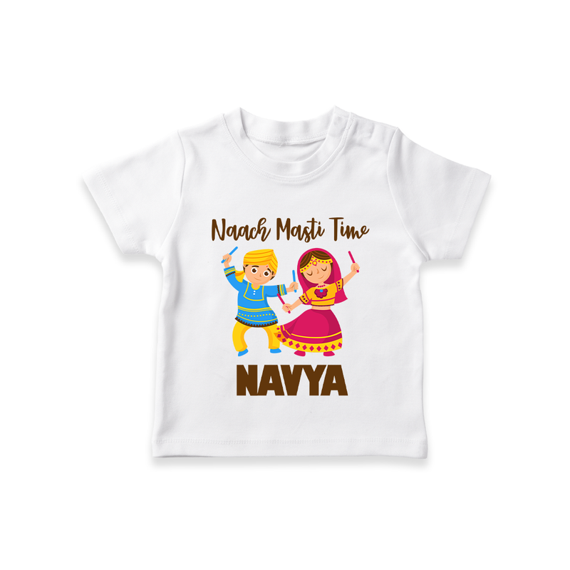 Naach Masti Time T-shirt | Custom Baby T-shirt for Little Dancers - WHITE - 0-5 Months Old (Chest 17")