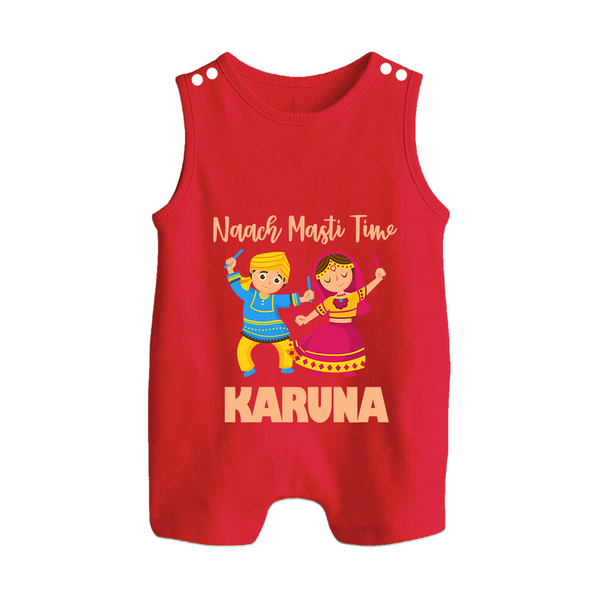 Garba Party On Personalized Button Romper - RED - New Born (Chest 18")