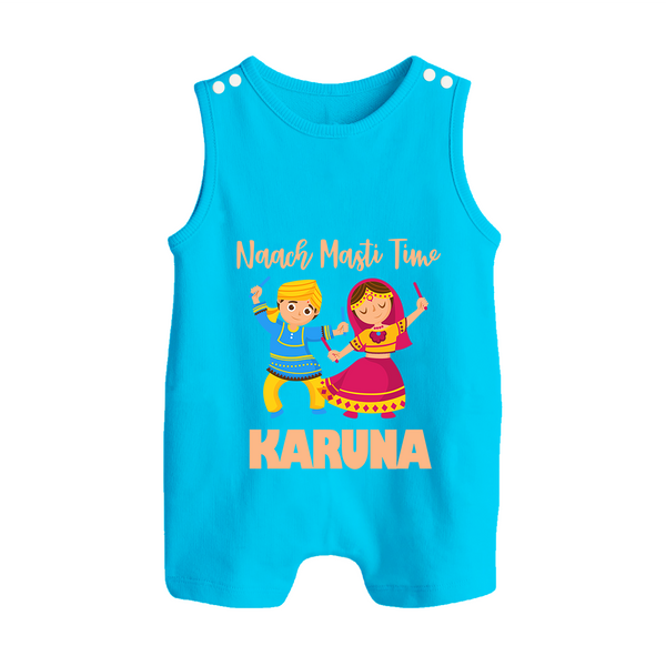 Garba Party On Personalized Button Romper - SKY BLUE - New Born (Chest 18")