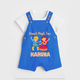 Garba Party On Personalized Dungaree - COBALT BLUE - 0 - 5 Months Old (Chest 18")