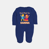 Garba Party On Personalized Full Body Suit - NAVY BLUE - New Born (Chest 7.5")