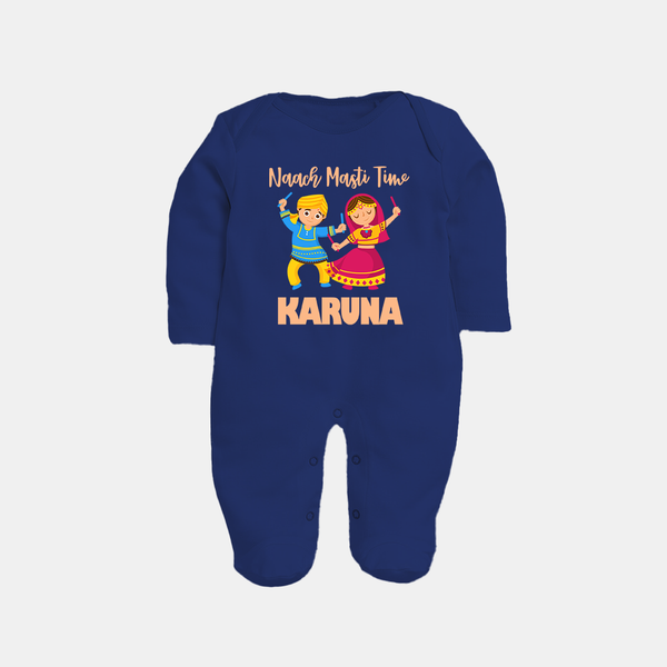 Garba Party On Personalized Full Body Suit - NAVY BLUE - New Born (Chest 7.5")