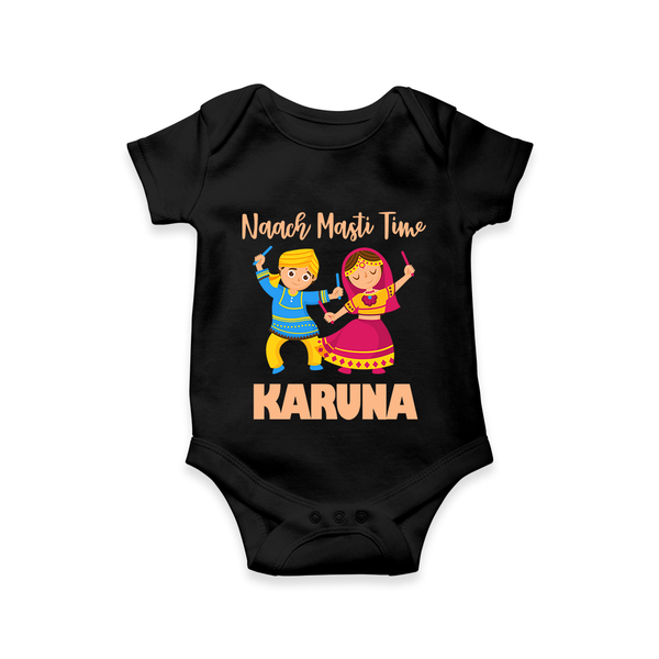 Garba Party On Personalized Romper - BLACK - New Born (Chest 14")