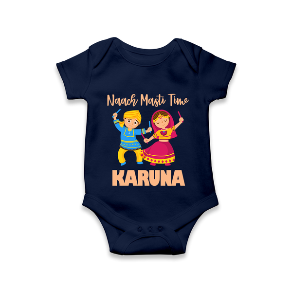 Garba Party On Personalized Romper - NAVY BLUE - New Born (Chest 14")