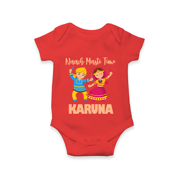 Garba Party On Personalized Romper - RED - New Born (Chest 14")