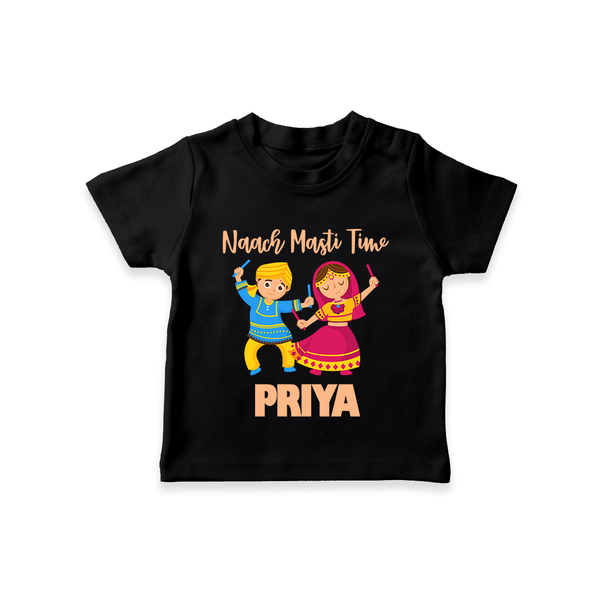 Naach Masti Time T-shirt | Custom Baby T-shirt for Little Dancers - BLACK - 0-5 Months Old (Chest 17")