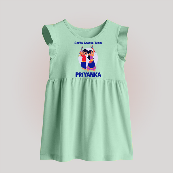 Garba Groove Team Baby frock | Personalized Baby Baby frock for Festival Fun - MINT GREEN - 0 - 3 Months Old (Chest 17")