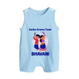 Nach Masti Time Garba Personalized Button Romper - BABY BLUE - New Born (Chest 18")