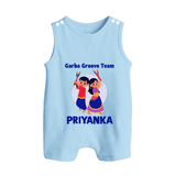Garba Groove Team Romper suit/sleeveless romper | Personalized Baby Romper suit/sleeveless romper for Festival Fun - BABY BLUE - 0 - 5 Months Old (Chest 18")