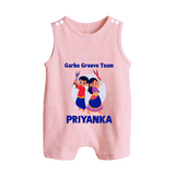 Garba Groove Team Romper suit/sleeveless romper | Personalized Baby Romper suit/sleeveless romper for Festival Fun - BABY PINK - 0 - 5 Months Old (Chest 18")