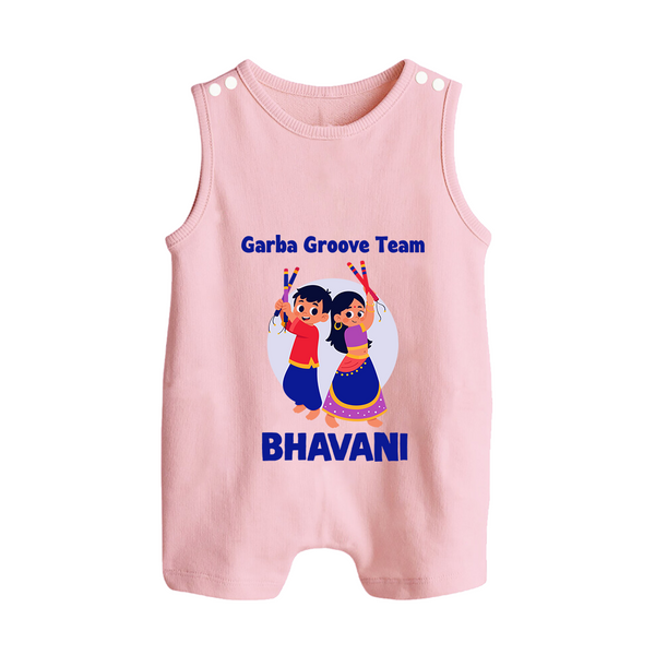 Nach Masti Time Garba Personalized Button Romper - BABY PINK - New Born (Chest 18")