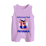 Garba Groove Team Romper suit/sleeveless romper | Personalized Baby Romper suit/sleeveless romper for Festival Fun - LILAC - 0 - 5 Months Old (Chest 18")