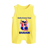 Nach Masti Time Garba Personalized Button Romper - PASTEL YELLOW - New Born (Chest 18")