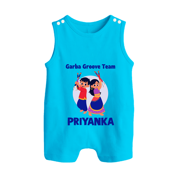 Garba Groove Team Romper suit/sleeveless romper | Personalized Baby Romper suit/sleeveless romper for Festival Fun - SKY BLUE - 0 - 5 Months Old (Chest 18")