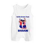Nach Masti Time Garba Personalized Button Romper - WHITE - New Born (Chest 18")