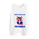 Garba Groove Team Romper suit/sleeveless romper | Personalized Baby Romper suit/sleeveless romper for Festival Fun - WHITE - 0 - 5 Months Old (Chest 18")
