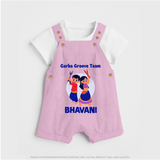Nach Masti Time Garba Personalized Dungaree - BABY PINK - 0 - 5 Months Old (Chest 18")