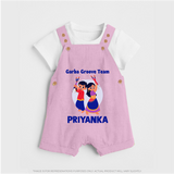 Garba Groove Team Dungaree Set | Personalized Baby Dungaree Set for Festival Fun - BABY PINK - 0 - 5 Months Old (Chest 18")