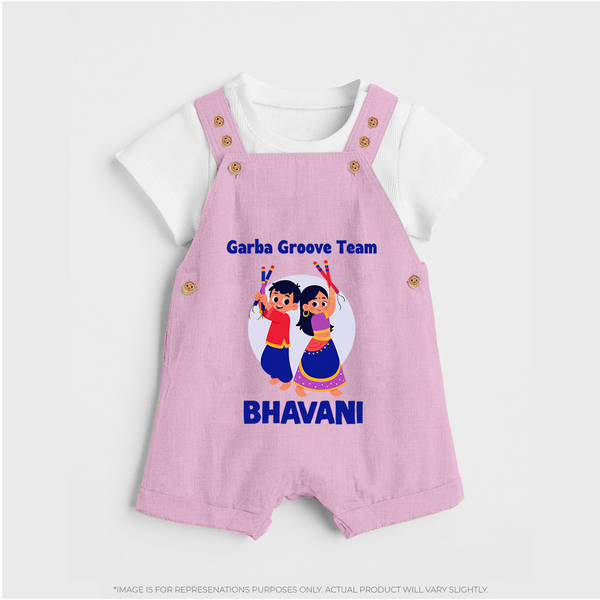 Nach Masti Time Garba Personalized Dungaree - BABY PINK - 0 - 5 Months Old (Chest 18")