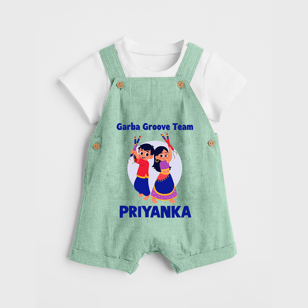 Garba Groove Team Dungaree Set | Personalized Baby Dungaree Set for Festival Fun - MINT GREEN - 0 - 5 Months Old (Chest 18")