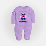 Garba Groove Team Sleep suit/full sleeve body suit | Personalized Baby Sleep suit/full sleeve body suit for Festival Fun - LILAC - New Born (Chest 7.5")