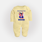 Nach Masti Time Garba Personalized Full Body Suit - PASTEL YELLOW - New Born (Chest 7.5")