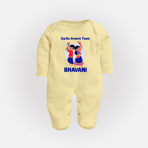Nach Masti Time Garba Personalized Full Body Suit - PASTEL YELLOW - New Born (Chest 7.5")
