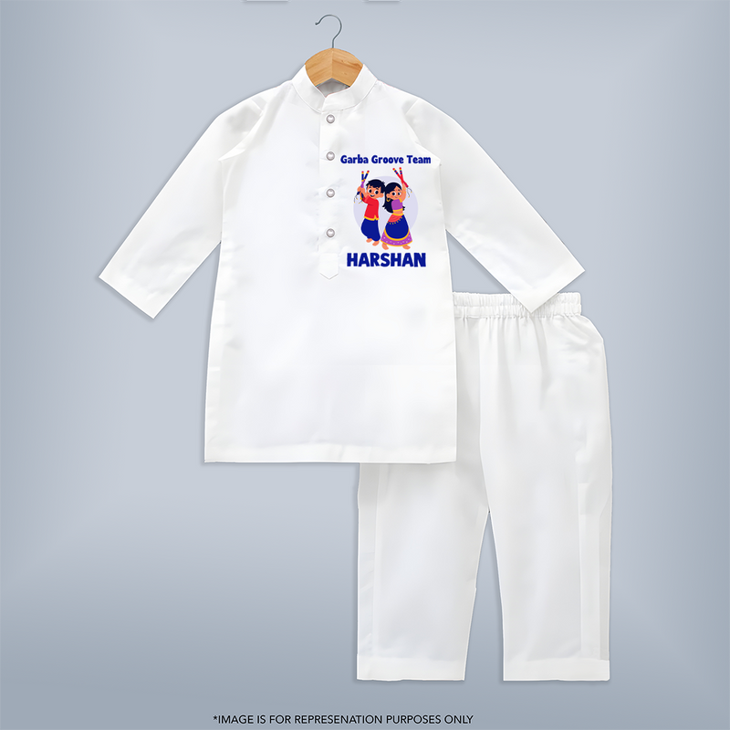 Garba Groove Team Kurta set | Personalized Baby Kurta set for Festival Fun - WHITE - 3 - 6 Months Old (Chest 24", Kurta Length 14'', Waist 19", Pant Length 14")