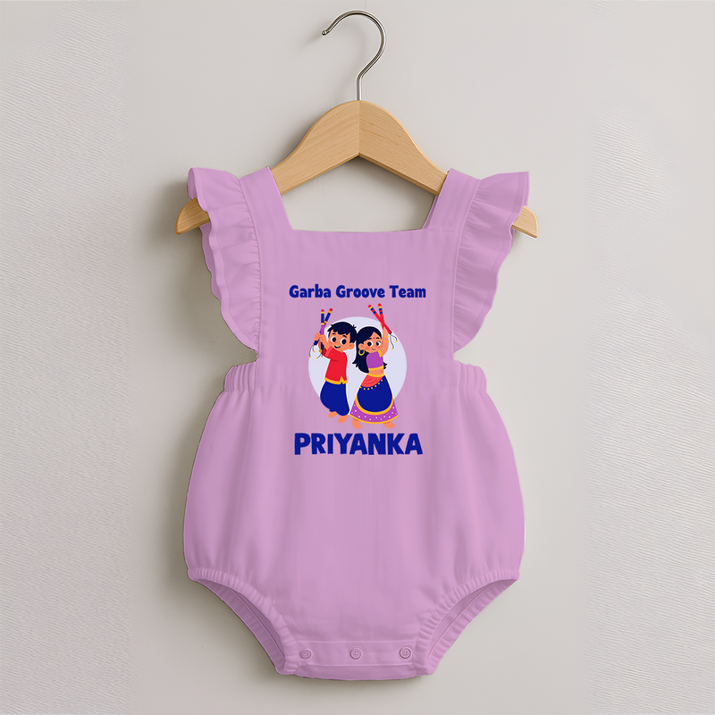 Garba Groove Team Romper frock | Personalized Baby Romper frock for Festival Fun - BABY PINK - 0 - 3 Months Old (Chest 19")