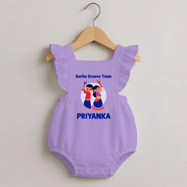 Garba Groove Team Romper frock | Personalized Baby Romper frock for Festival Fun - LILAC - 0 - 3 Months Old (Chest 19")