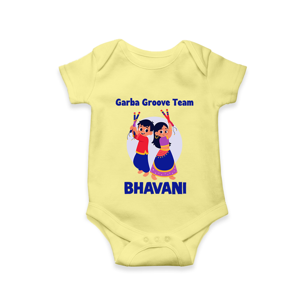 Nach Masti Time Garba Personalized Romper - PASTEL YELLOW - New Born (Chest 14")