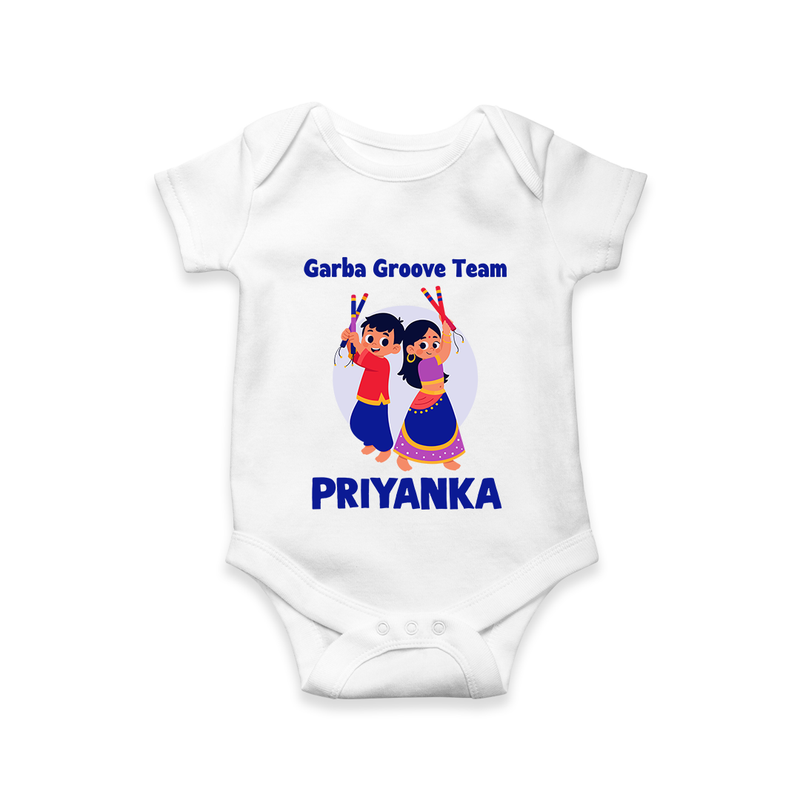Garba Groove Team Romper/Onesie | Personalized Baby Romper/Onesie for Festival Fun - WHITE - New Born (Chest 14")