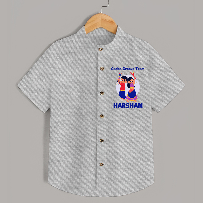 Garba Groove Team Shirt | Personalized Baby Shirt for Festival Fun - GREY - 0 - 6 Months Old (Chest 23")