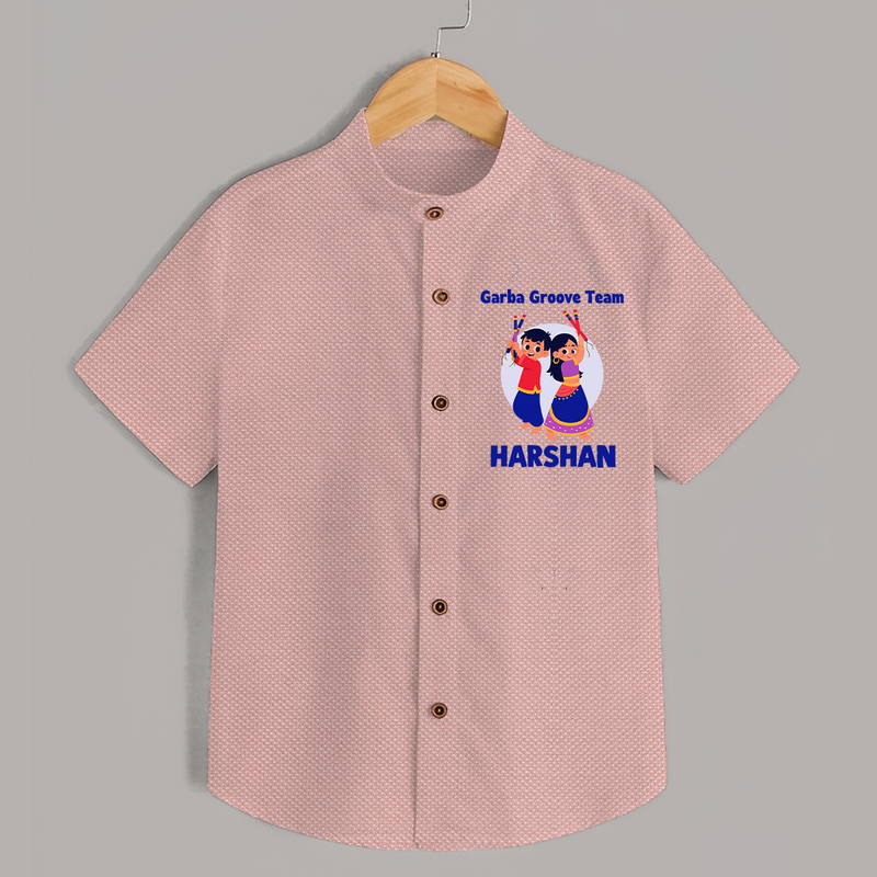Garba Groove Team Shirt | Personalized Baby Shirt for Festival Fun - PEACH - 0 - 6 Months Old (Chest 23")
