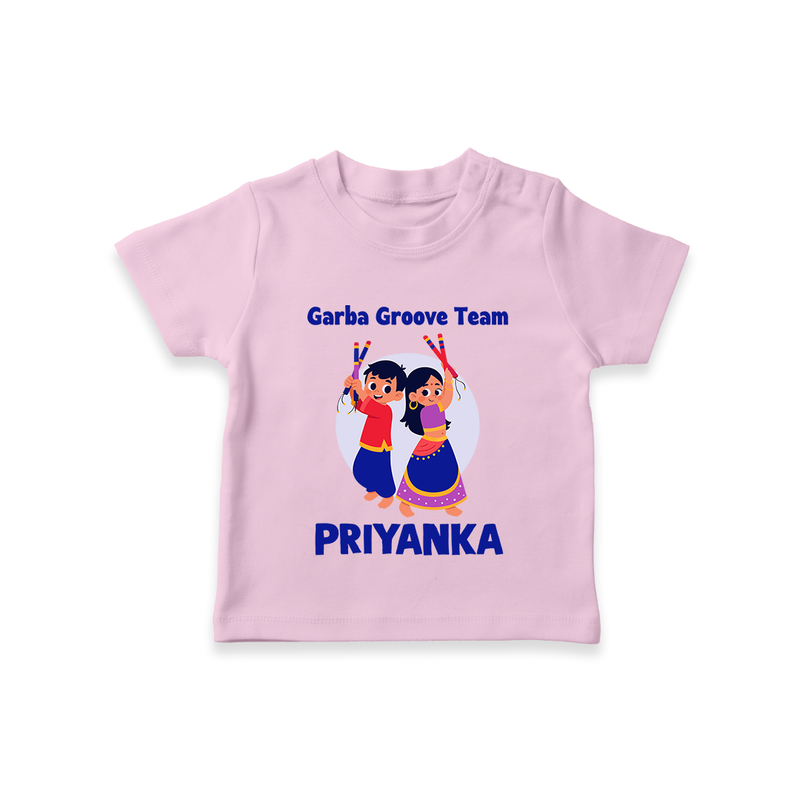 Garba Groove Team T-shirt | Personalized Baby T-shirt for Festival Fun - BABY PINK - 0-5 Months Old (Chest 17")