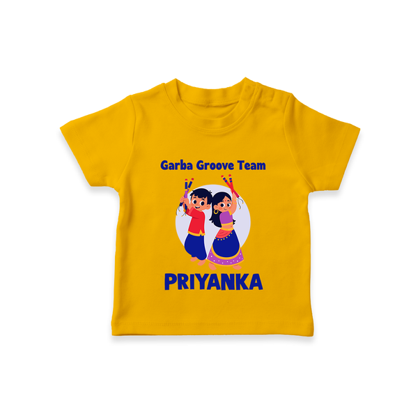 Garba Groove Team T-shirt | Personalized Baby T-shirt for Festival Fun - CHROME YELLOW - 0-5 Months Old (Chest 17")