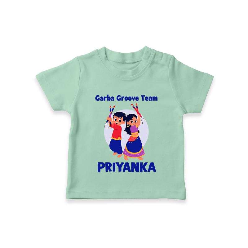 Garba Groove Team T-shirt | Personalized Baby T-shirt for Festival Fun - MINT GREEN - 0-5 Months Old (Chest 17")