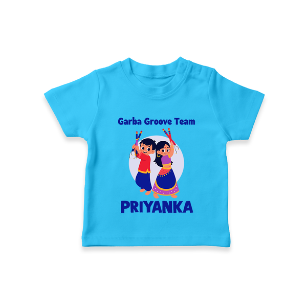 Garba Groove Team T-shirt | Personalized Baby T-shirt for Festival Fun - SKY BLUE - 0-5 Months Old (Chest 17")