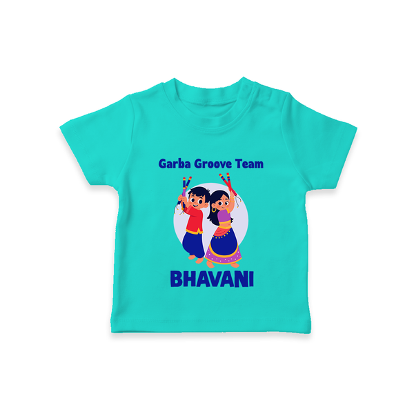 Nach Masti Time Garba Personalized T Shirt - TEAL - 0-5 Months Old (Chest 17")