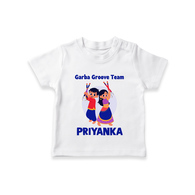 Garba Groove Team T-shirt | Personalized Baby T-shirt for Festival Fun - WHITE - 0-5 Months Old (Chest 17")