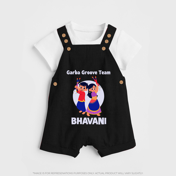 Nach Masti Time Garba Personalized Dungaree - BLACK - 0 - 5 Months Old (Chest 18")