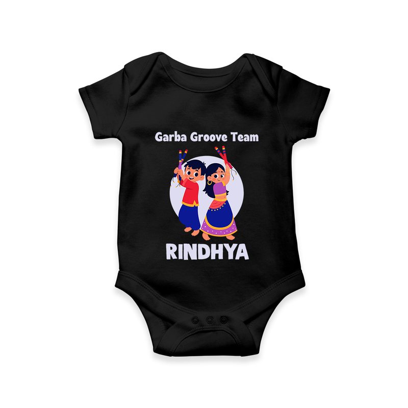 Garba Groove Team Romper/Onesie | Personalized Baby Romper/Onesie for Festival Fun - BLACK - New Born (Chest 14")