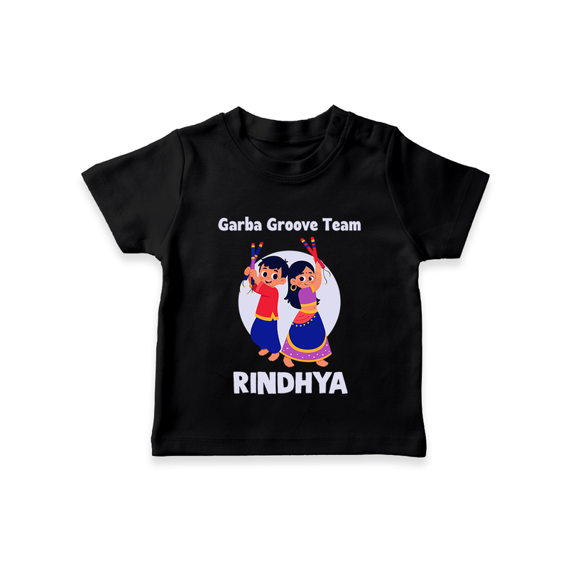 Garba Groove Team T-shirt | Personalized Baby T-shirt for Festival Fun - BLACK - 0-5 Months Old (Chest 17")