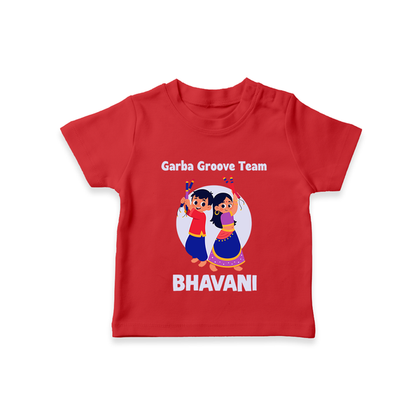 Nach Masti Time Garba Personalized T Shirt - RED - 0-5 Months Old (Chest 17")
