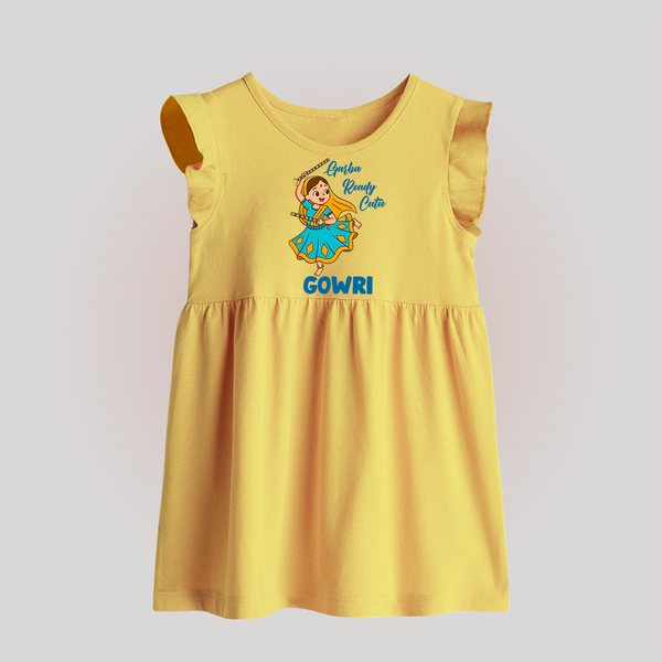 Garba Groove Team Personalized Baby Frock - PASTEL YELLOW - 0 - 3 Months Old (Chest 17")