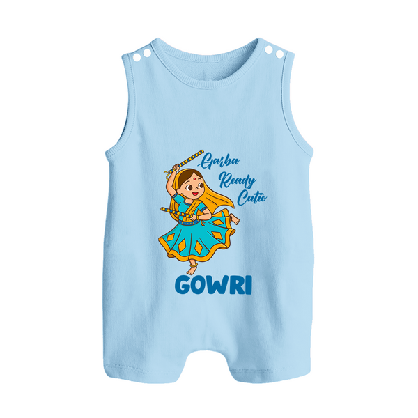 Garba Groove Team Personalized Button Romper - BABY BLUE - New Born (Chest 18")