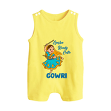 Garba Groove Team Personalized Button Romper - PASTEL YELLOW - New Born (Chest 18")