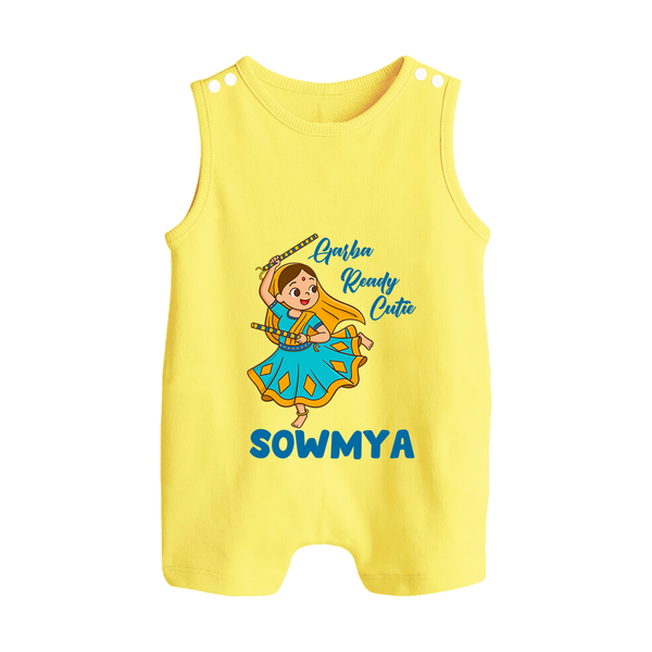 Garba Ready Cutie Romper suit/sleeveless romper | Custom Baby Romper suit/sleeveless romper for Garba and Navratri - PASTEL YELLOW - 0 - 5 Months Old (Chest 18")