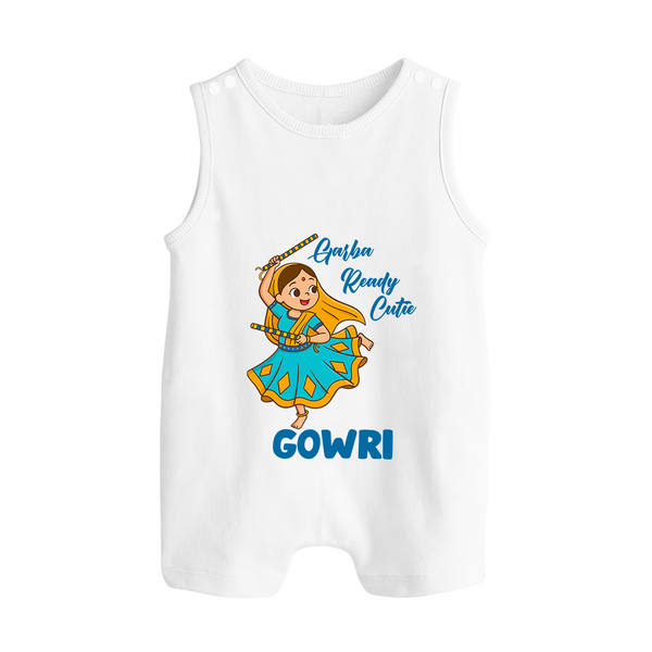 Garba Groove Team Personalized Button Romper - WHITE - New Born (Chest 18")