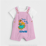 Garba Groove Team Personalized Dungaree - BABY PINK - 0 - 5 Months Old (Chest 18")